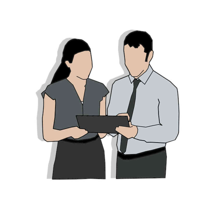 female-and-male-business-partners-discussing-by-holding-a-mobile-tablet