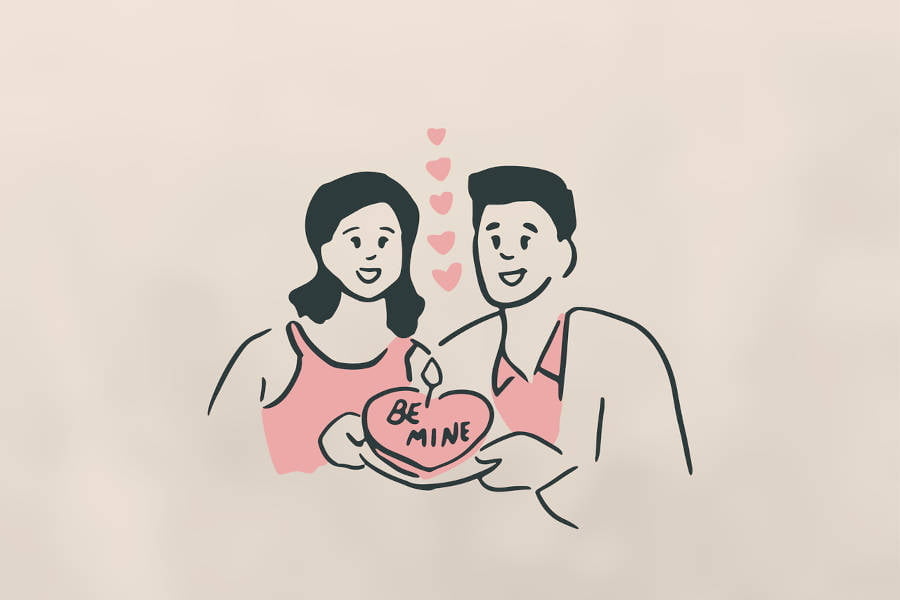 a-couple-representing-closeness-in-relationship-by-holding-a-heart-symbol-which-says-be-mine