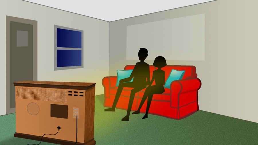 charectoristic-image-of-a-couple-watching-tv-in-living-room